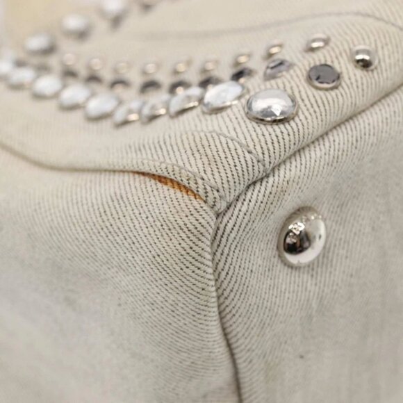 PRADA Bijoux Canapa PM Hand Bag Canvas 2way Gray Silver - Picture 6 of 15